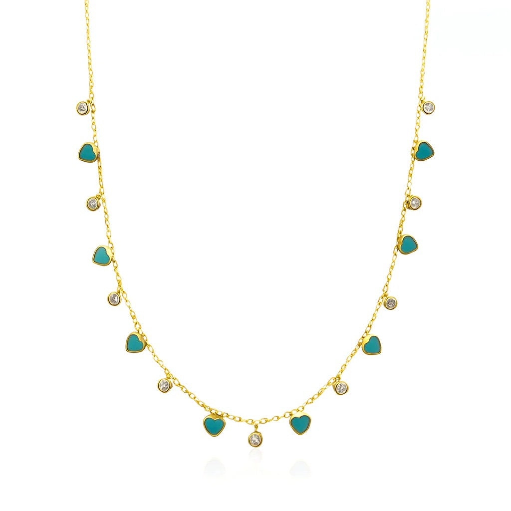 Enamel Heart Charm Necklace