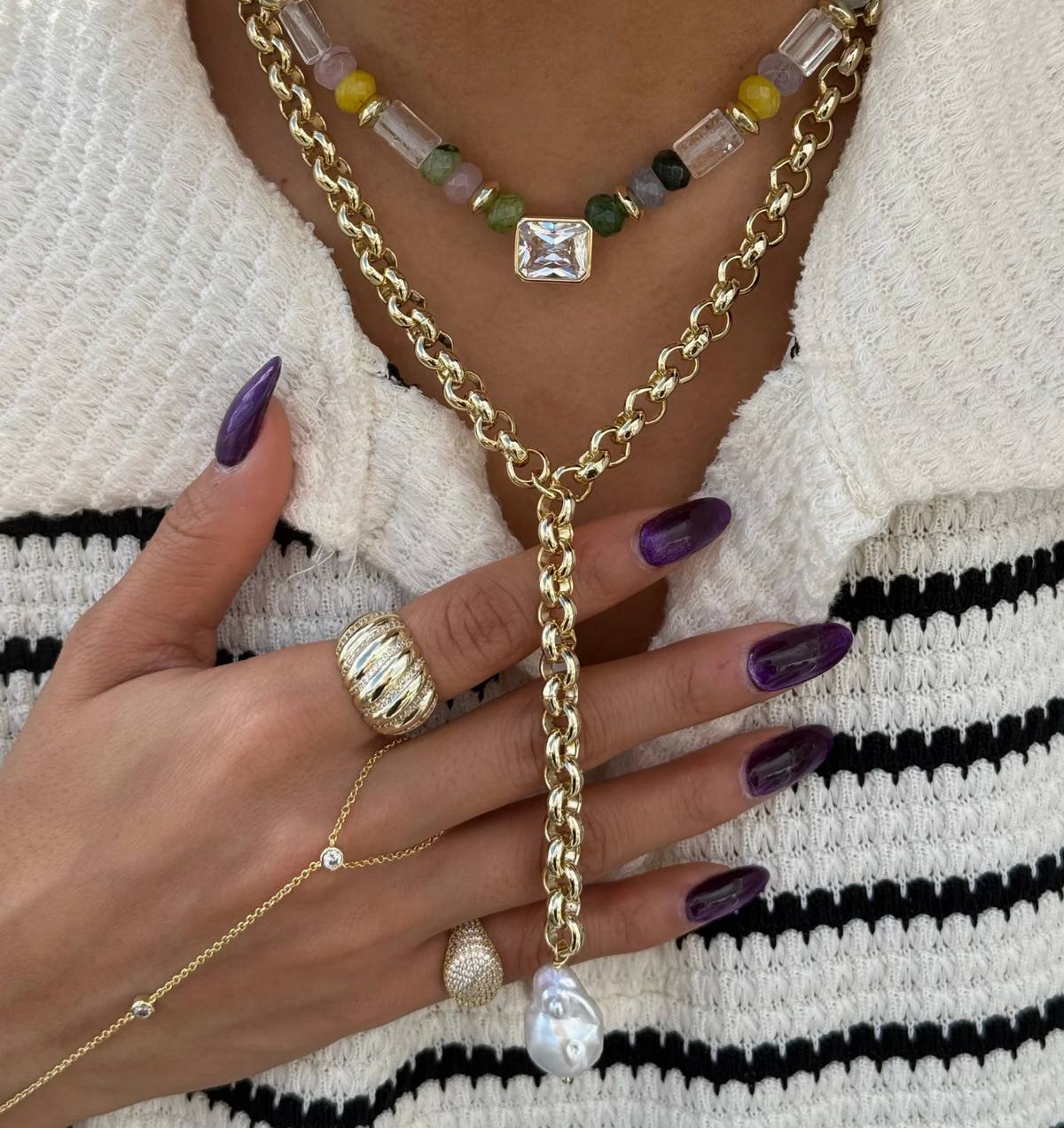 Pearl Cascade Y-Necklace