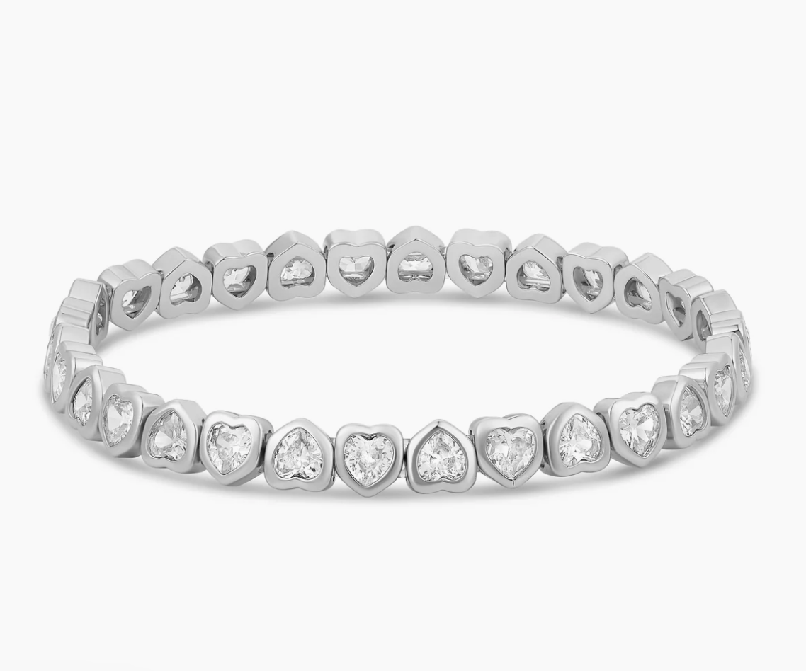 Mini Stretchy Bezel Heart Bracelet Gold or Sliver