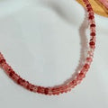 Pink Natural Stone Necklace w/ Enamel Fish & Baguette Rolling Charm