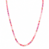 Boho Necklace and Carved Natural Stone Flower Charm with Pink Spacer