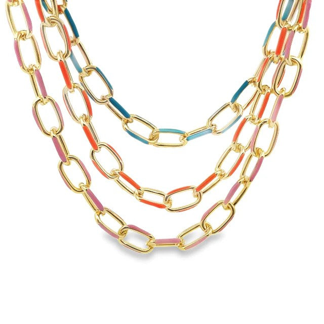 Enamel Link (Paperclip) Necklace