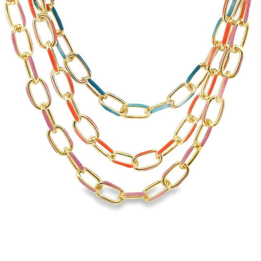 Enamel Link (Paperclip) Necklace
