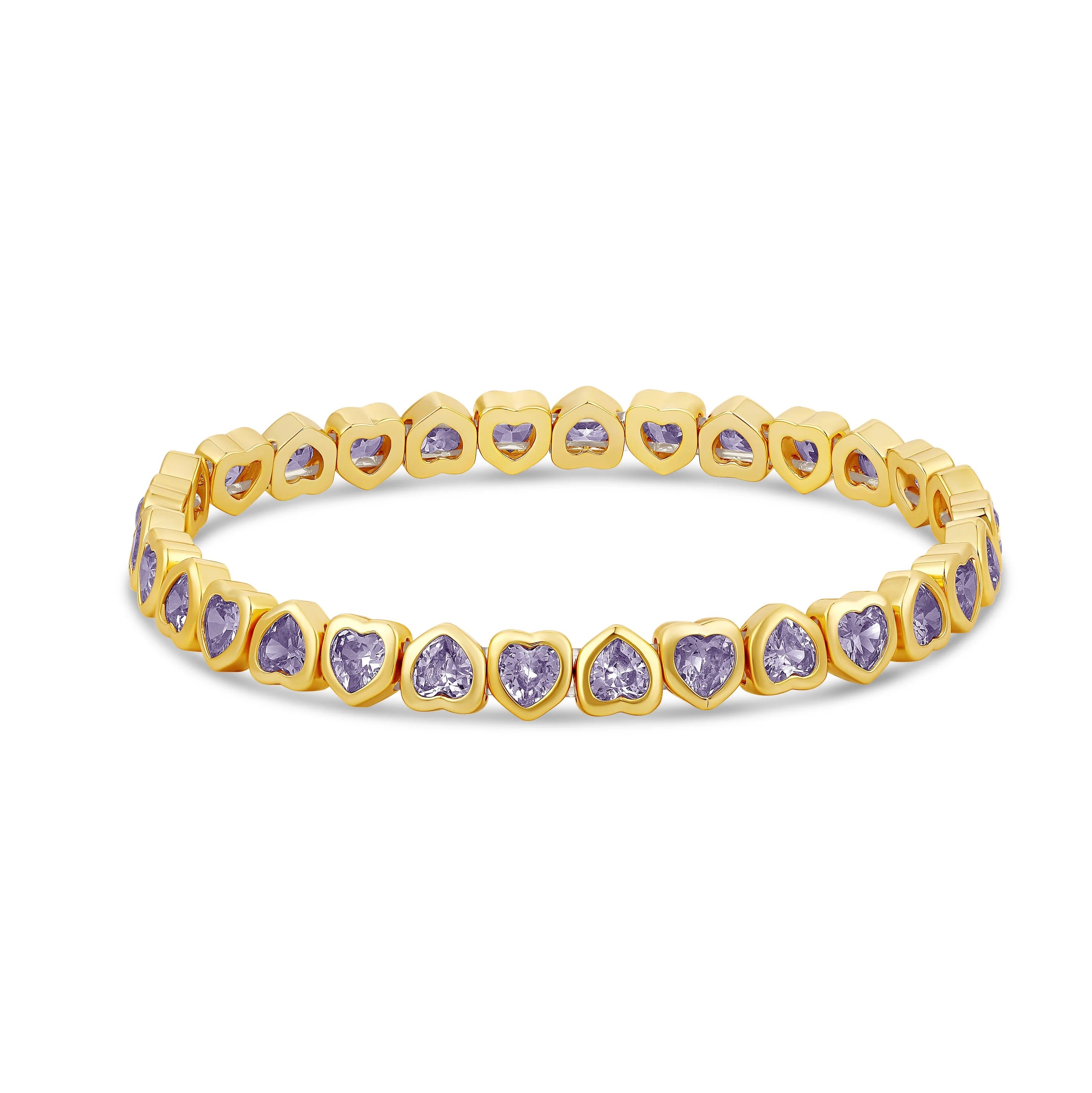 Mini Purple Stretchy Bezel Heart Bracelet