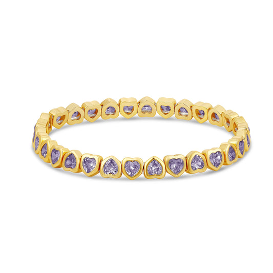 Mini Purple Stretchy Bezel Heart Bracelet