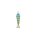 Blue Natural Stone Necklace  w/ Sardine Charm