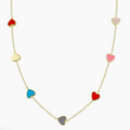 Multi Enamel Rainbow Heart Necklace