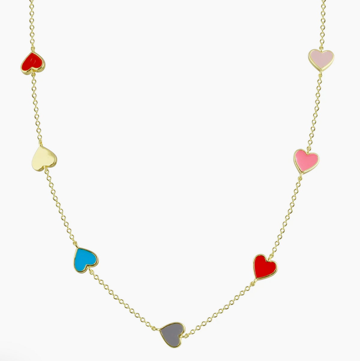 Multi Enamel Rainbow Heart Necklace
