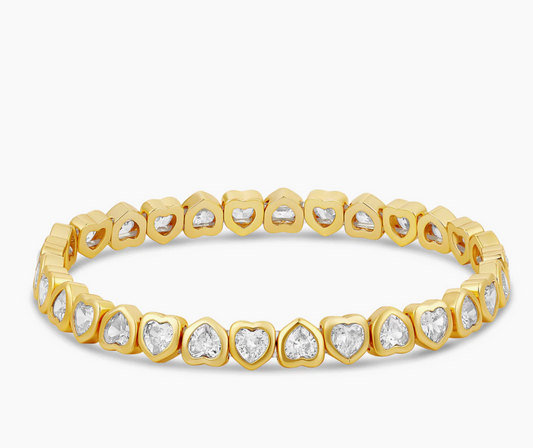 Mini Stretchy Bezel Heart Bracelet Gold or Sliver
