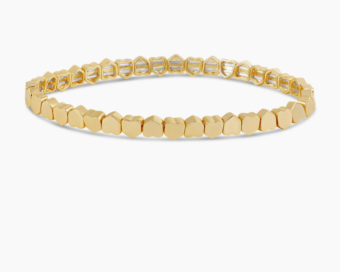 Mini Solid Stretchy Bezel Heart Bracelet