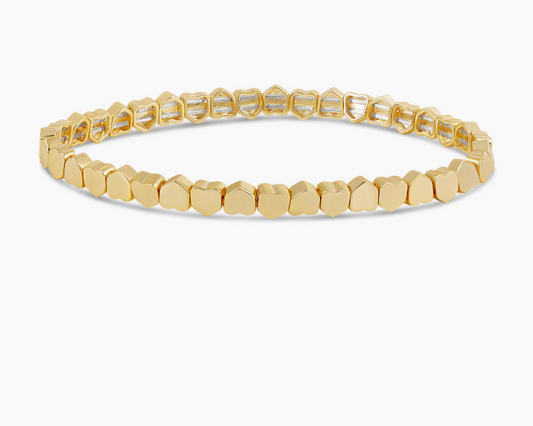 Mini Solid Stretchy Bezel Heart Bracelet