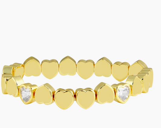 Large Heart Gold Stretchy Bracelet