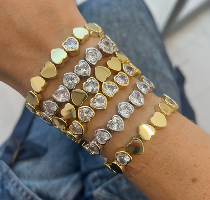 Large Heart Gold Stretchy Bracelet