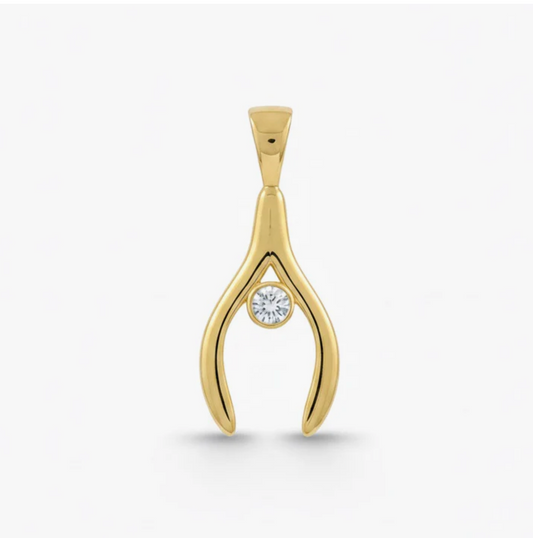 Golden Wishbone Charm