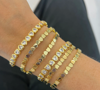Mini Solid Stretchy Bezel Heart Bracelet