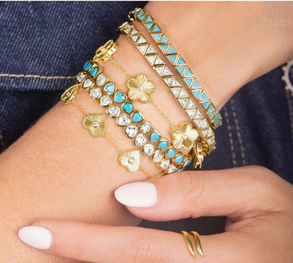 Mini Turquoise Triangle Stretchy Bracelet