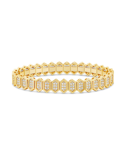 Shield Spark Stretchy Bracelet Silver